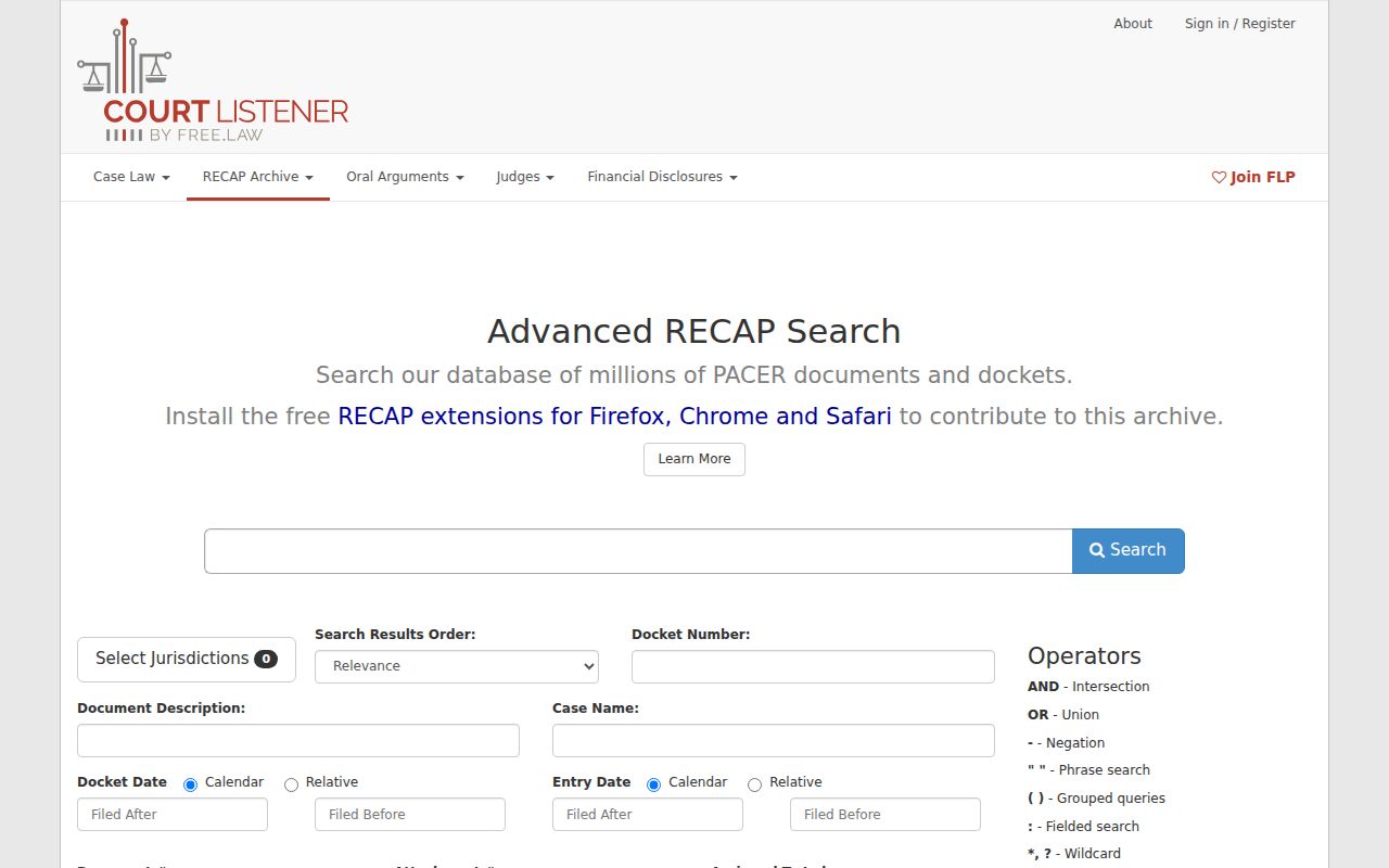 Escambia County federal court record research through the RECAP archive